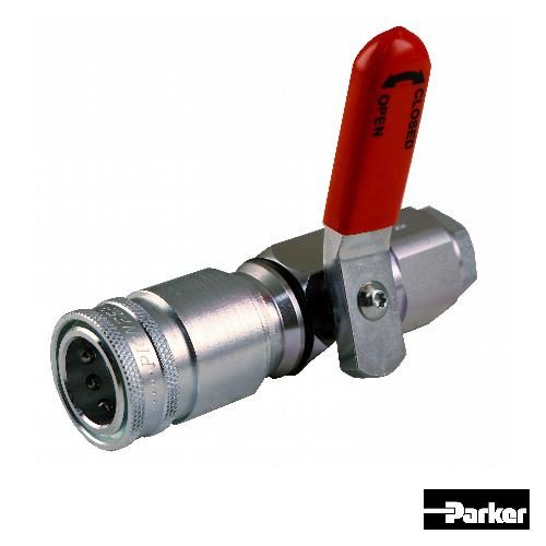 Parker Red Right Hand Lever Operated Hydraulic Quick Coupler, Breakaway Sleeve, Female, Genuine OEM Style