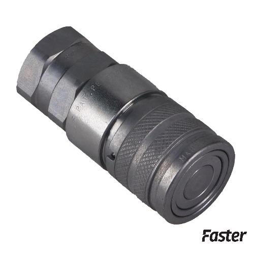 Faster Flat Face Hydraulic Breakaway Coupler, Female, Non-Spill, Genuine OEM Style