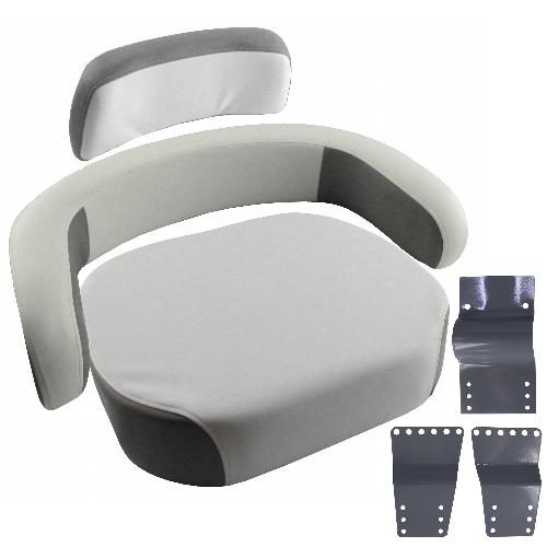 Cushion Set, Gray &amp; White Vinyl, Unassembled w/ Brackets - (3 pc.)